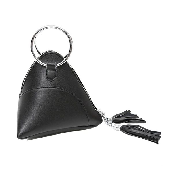 

beau-dumplings bag women's handbag mini tassel bag triangular women bags pu(black