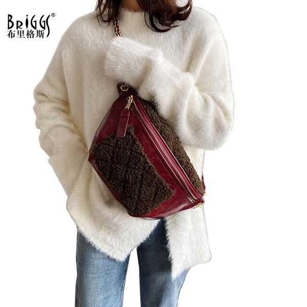 

briggs плед плюшевых женщин crossbody сумка кожа pu hobos мода дама сумка для женщин девушка грудь сумка bolsa feminina