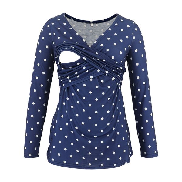 

Women's clothing Nursing baby Tops for pregnant maternity V-Neck dot print T-Shirt Breastfeeding blouse pregnancy clothes ZD