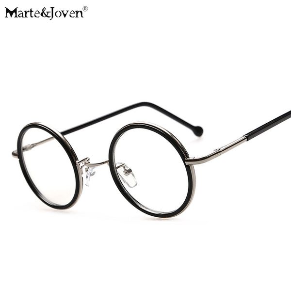 

marte&joven] vintage metal frame anti-fatigue optical glasses frame for men women round clear lens computer glasses for reading, Silver
