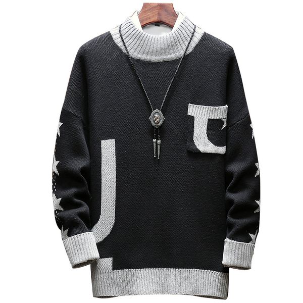 

2018 autumn and winter turtleneck sweater men's sweater long-sleeved pullover trend, White;black