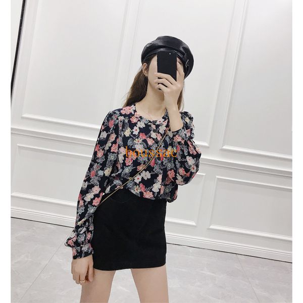 

100% viscose women shirt floral printing long-sleeved women shirt, White