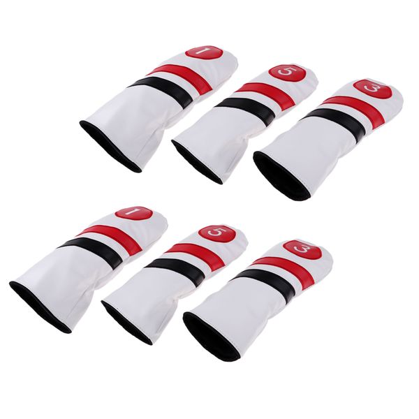 

golf driver head cover, 1 3 5 fairway woods headcovers 6pcs white set