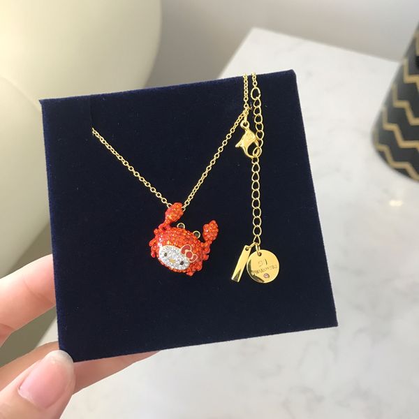 

new fashion high-end design red crab cat collarbone necklace.