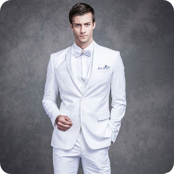 

white suits for men's classic business suit pants groom tuxedo classic terno masculino costume mariage homme 3piece man blazer, White;black