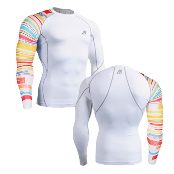 

men`s single sleeve printed cpw33 fitness & bodybuilding compression tights quick dry running workout sports shirts, Black;blue