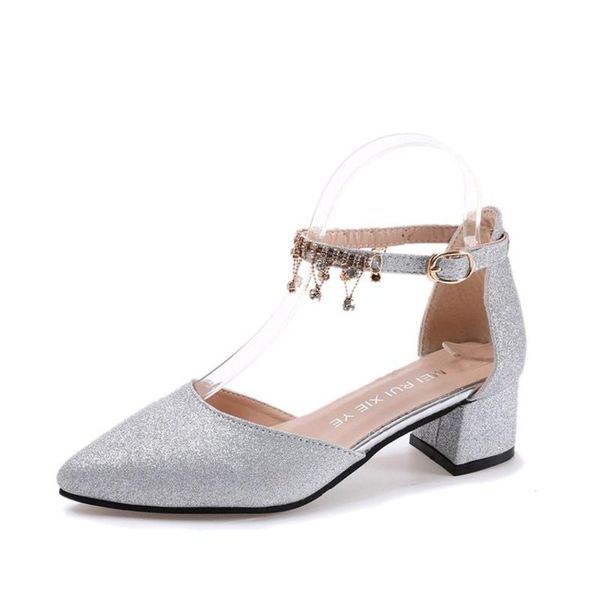 

women's shoes 2020 new autumn korean thick-heeled autumn shoes middle-heel pointed bridesmaid fashion pumps women, Black
