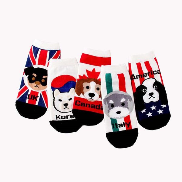 

new sell women cartoon socks 5 pairs/pack spring summer cute cartoon short socks women's funny animal cotton, Black;white