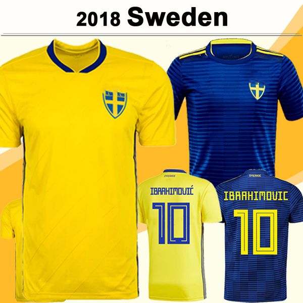 

2018 sweden soccer jersey ibrahimovic kallstrom larsson football jerseys national team toivonen marcus berg home away mens shirts uniforms, Black;yellow