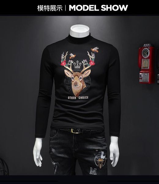 

ah11655 fashion men's hoodies & sweatshirts 2019 runway european design party style men's clothing, Black