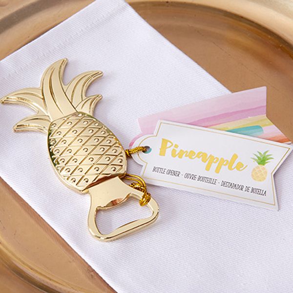 

100 pcs/lot new arrival wedding bridal favor gifts gold pineapple bottle opener party favors gift ing