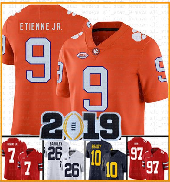 

ncaa clemson tigers trevor lawrence travis etienne jr. american football jersey 2019 patch jerseys men's tom brady saquon barkley, Black;red