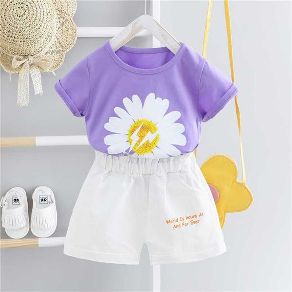 

2020 summer baby girls clothing sets toddler infant clothes short sleeve flowers t shirt shorts suits children vacation clothing, White