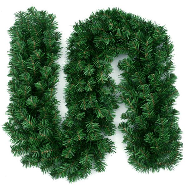 

artificial green christmas garland wreath xmas home party christmas decoration pine tree rattan hanging ornament for kids 2.7m