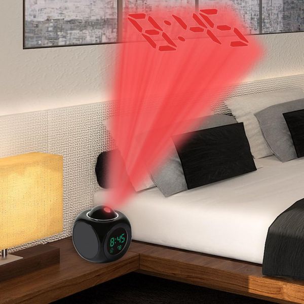 

led projection alarm clock digital temperature display backlight colorful