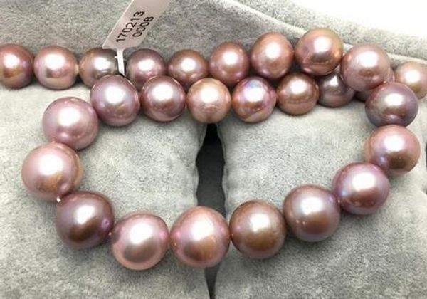 

beautiful sweet water 10-11mm lavender round pearl necklace 18 inches 925 silver