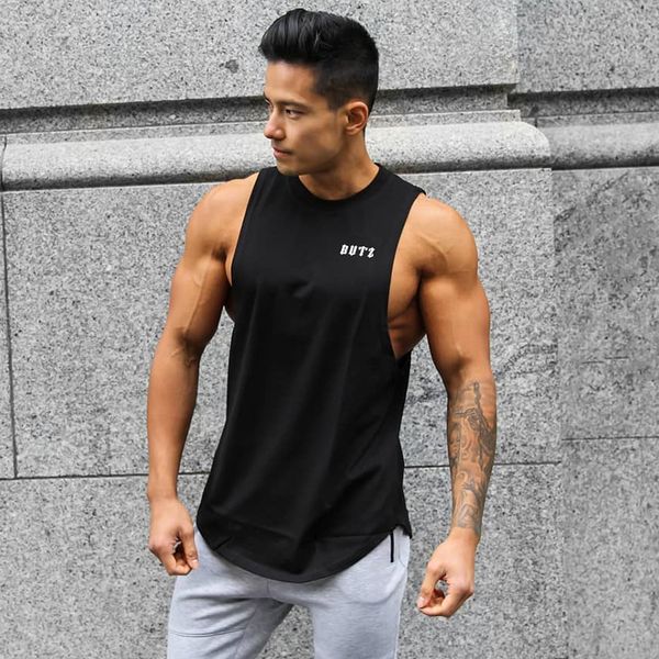 

running vest men tank gym sleeveless t shirt fitness training workout singlet sport clothing bodybuilding muscle undershirt, Black;blue