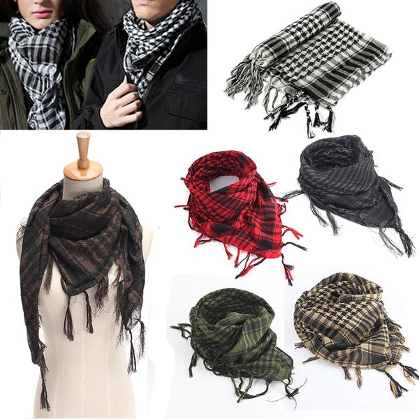 

mayitr 100x100cm outdoor hiking scarves arab tactical desert scarf army shemagh with tassel for men women, Black