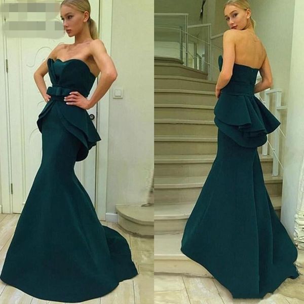 

2020 new sweetheart neck mermaid long dark green plus size evening dresses zipper back floor-length formal evening gowns prom party, Black;red