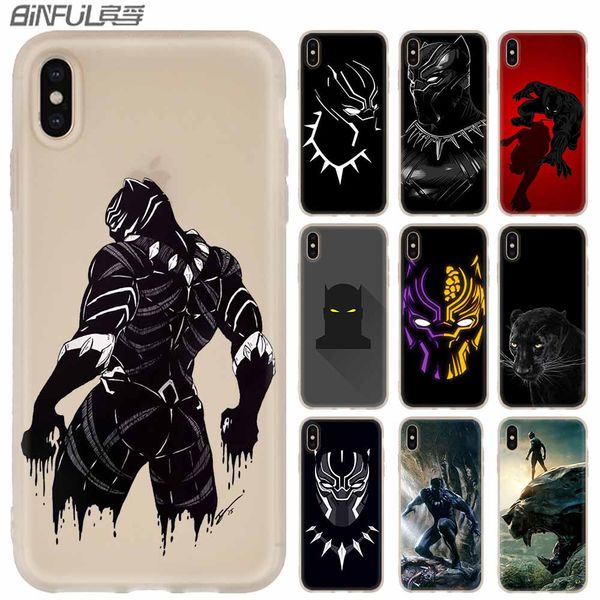 

marvel super heroes comics black panther phone cases luxury silicone soft cover for iphone xi r 2019 x xs max xr 6 6s 7 8 plus 5 4s se coque