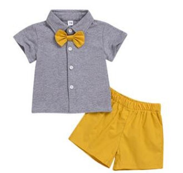 

family matching outfits kids designer clothes brother sister suits baby summer short sleeve bowtie t-shirts shorts pants headband a5468, Blue