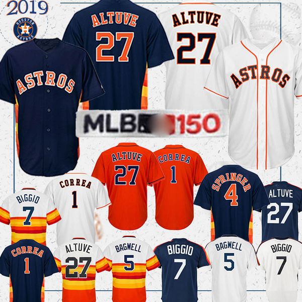 

27 jose altuve houston jersey astros 34 nolan ryan 2 alex bregman 1 carlos correa 7 biggio 4 george springer baseball jerseys, Blue;black