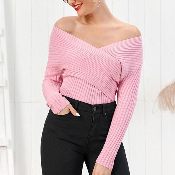 

dujujunyi block sheath casual sweater new women off the shoulder block sweater knitwear long sleeve pullover soft handfeel, White;black