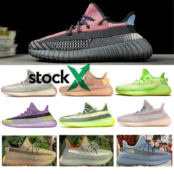 new color kanye west yeehu yecheil black static 3m reflective running shoes gid glow true form clay butter men women designer sneakers, White;red
