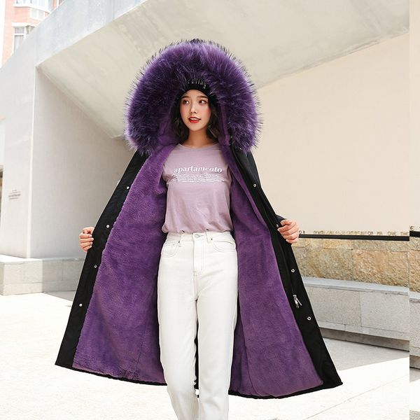 

winter popular cotton coat women's extended lamb wool cotton jacket 2019 new women's coat cold-proof, Black