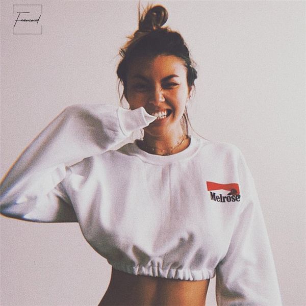 

fashion white short women 100% cotton sweatshirts full sleeve o neck letter print female workout clothing, Black