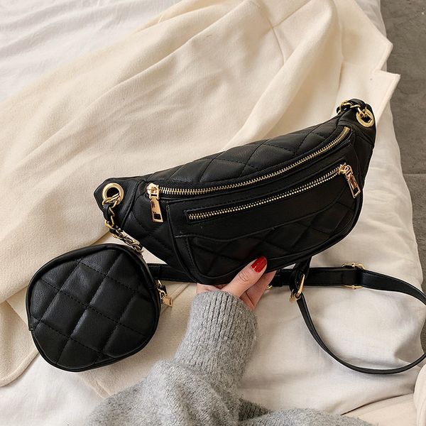 

women's diamond chain shoulder bag fashion crossbody bag wild chest bun composite two in one coin purse belt bags