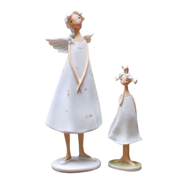 

2pcs creative angels mother and daughter figurine sculpture home desk decor