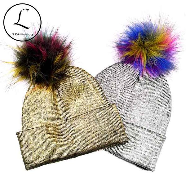 

dropshipping autumn winter faux fur pompom knit beanies hats for baby girls boys kids toddler warm polyester skullies hats caps, Yellow