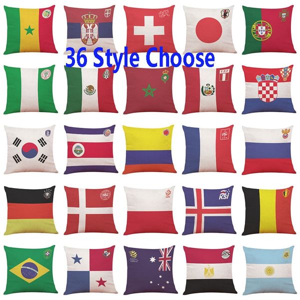 

2018 world cup national flag pillow case cover 32 soccer football team logo cover throw cushion cover home car sofa decor club gifts fa2266