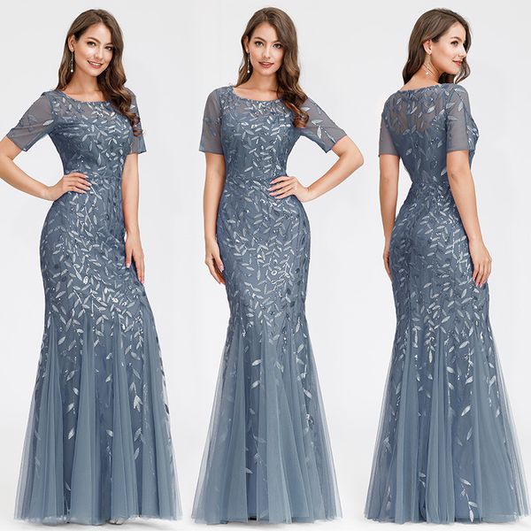 

burgundy evening dresses jewel mermaid sequined formal dresses women elegant party gowns lange jurk, Red