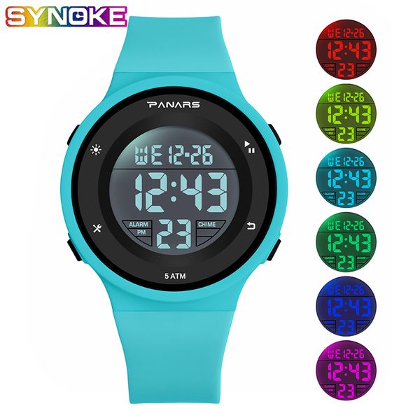 

panars blue kid digital watches sports children 5bar waterproof led luminous multifunctional boy girl student alarm clock