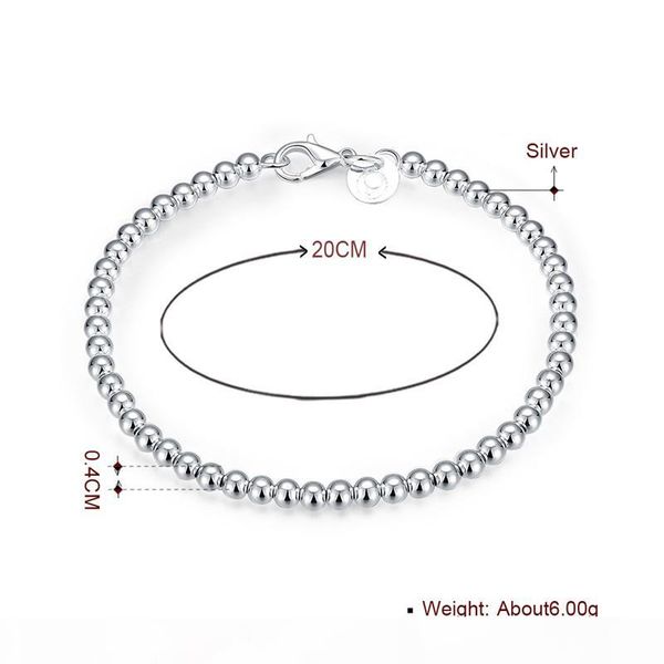 

diamond ring luxury jewelry original 925 sterling silver bracelet for women silver bead bracelet fashion bangle h198, Golden;silver
