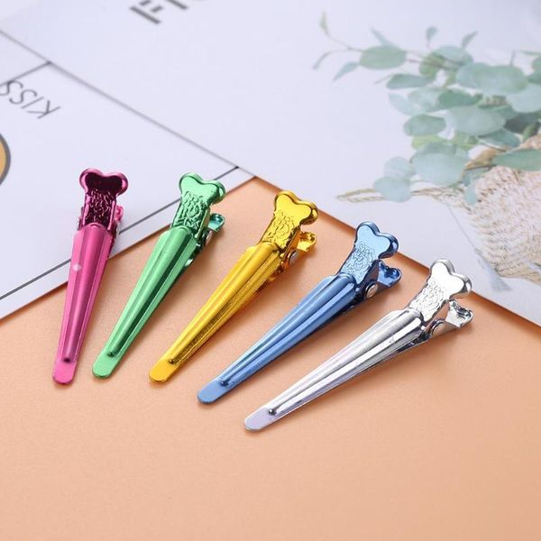 

new 50pcs mini colorful single prong alligator hair clips aluminum hairdressing barrettes flat hairpins hair styling tools, Golden;silver