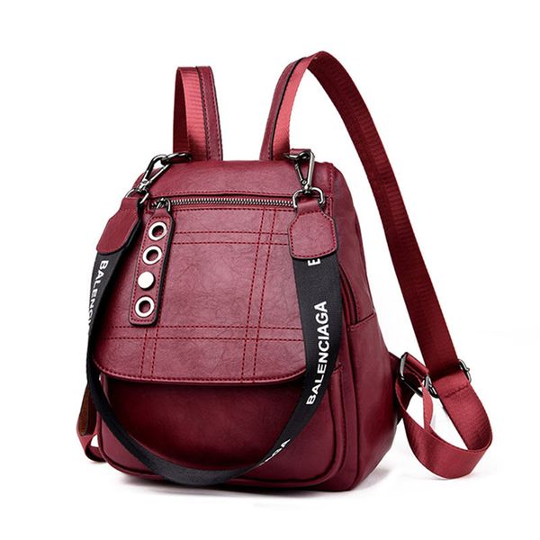 

2019 3-in-1 women leather backpacks female shoulder bag sac a dos travel ladies bagpack mochilas school bags for girls preppy