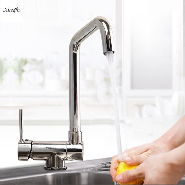 

360rotation single handle level basin faucets brass kitchen sink tap spout deck mounted and cold water mixer fliter faucet