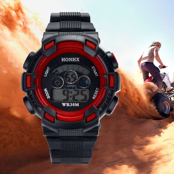 

montre homme waterproof children boys digital led sports watch kids alarm date watch gift, Slivery;brown