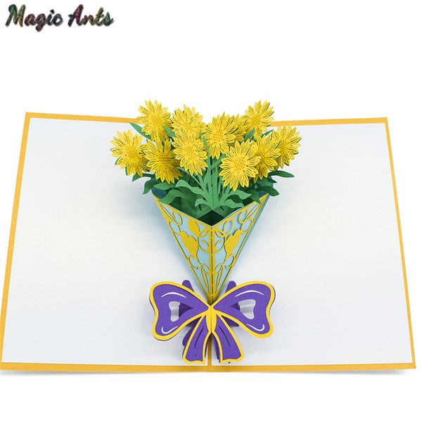 

a bouquet of sunflower 3d up card birthday gift with envelope sticker laser cut invitation greeting card postcard