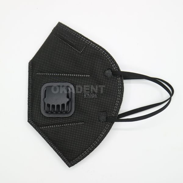 

5pcs anti virus black n95 black vertical folding nonwoven valved dust mouth mask pm2.5 disposable respirator mask with valve