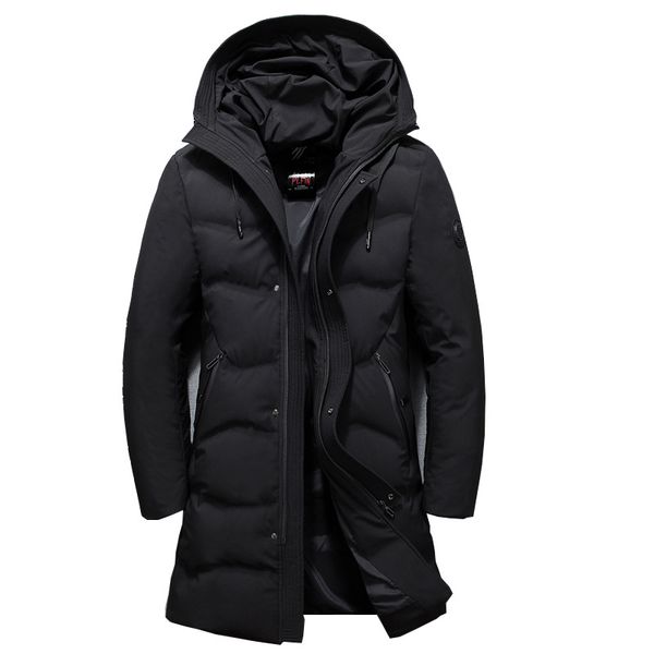 

casual long duck down jacket men chaqueta plumas hombre brand thick russia winter jacket men windbreakers plus size 4xl, Black