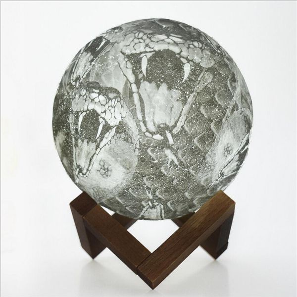 

15cm diameter moon light 3d snake painted moon globe lamp glowing with stand luna moon lamp night light for home bedroom decor