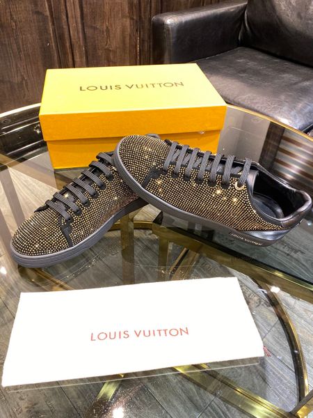 

new style luxury high-end men's casual sports shoes fashion design brand platform men's shoes crystal embellishment bhrsd, Black