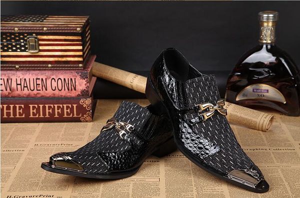 

luxury pointed toe men's dress shoes stylist oxfords formal leather shoes male business leather sapato social masculino, Black