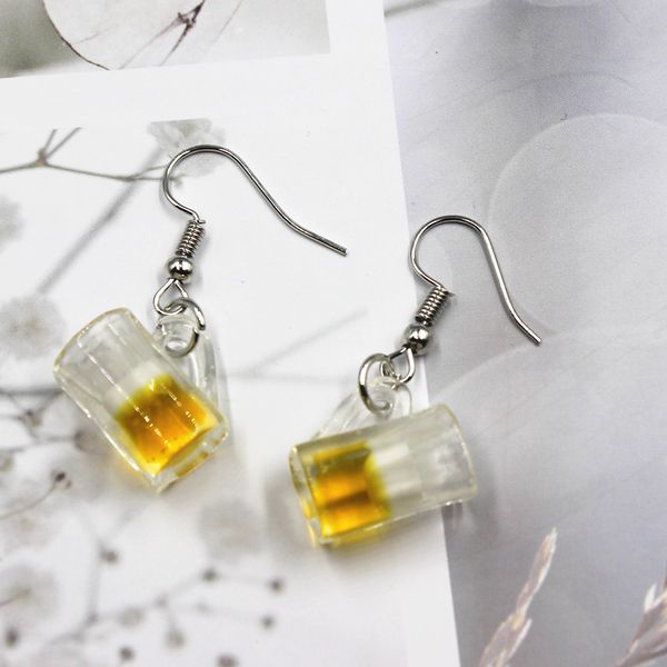 

new simulation beer cup earrings fashion creative earring for women gift earrings jewelry wholesale, Silver