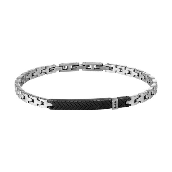 

moocare fashion creative check curved stainless steel couple bracelet, Black