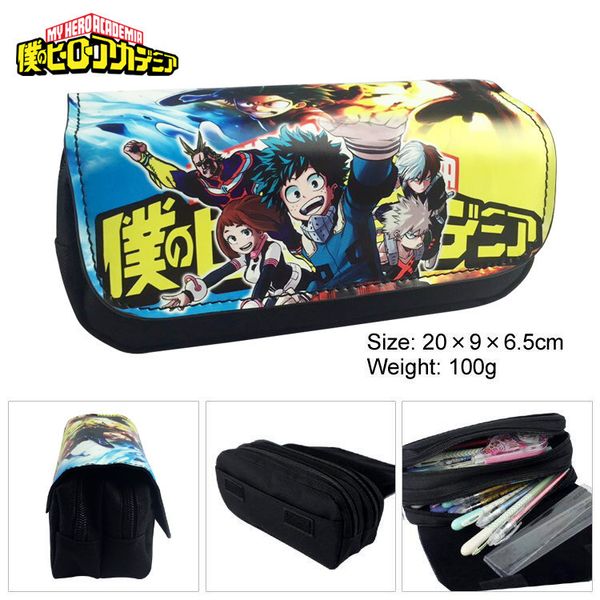 

my hero academia pu pencil bag student stationery bags boku no hiro zipper school pencil case makeup case pen bag money